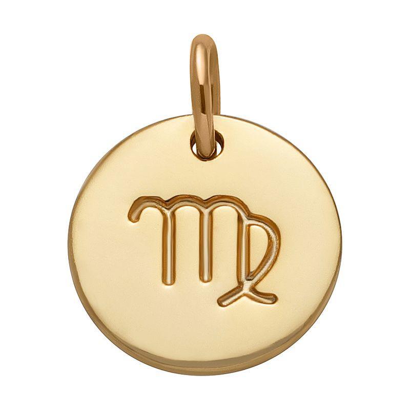 PRIMROSE 18k Gold Over Silver Etched Zodiac Disc Charm, Womens, Gold Tone Leo Product Image