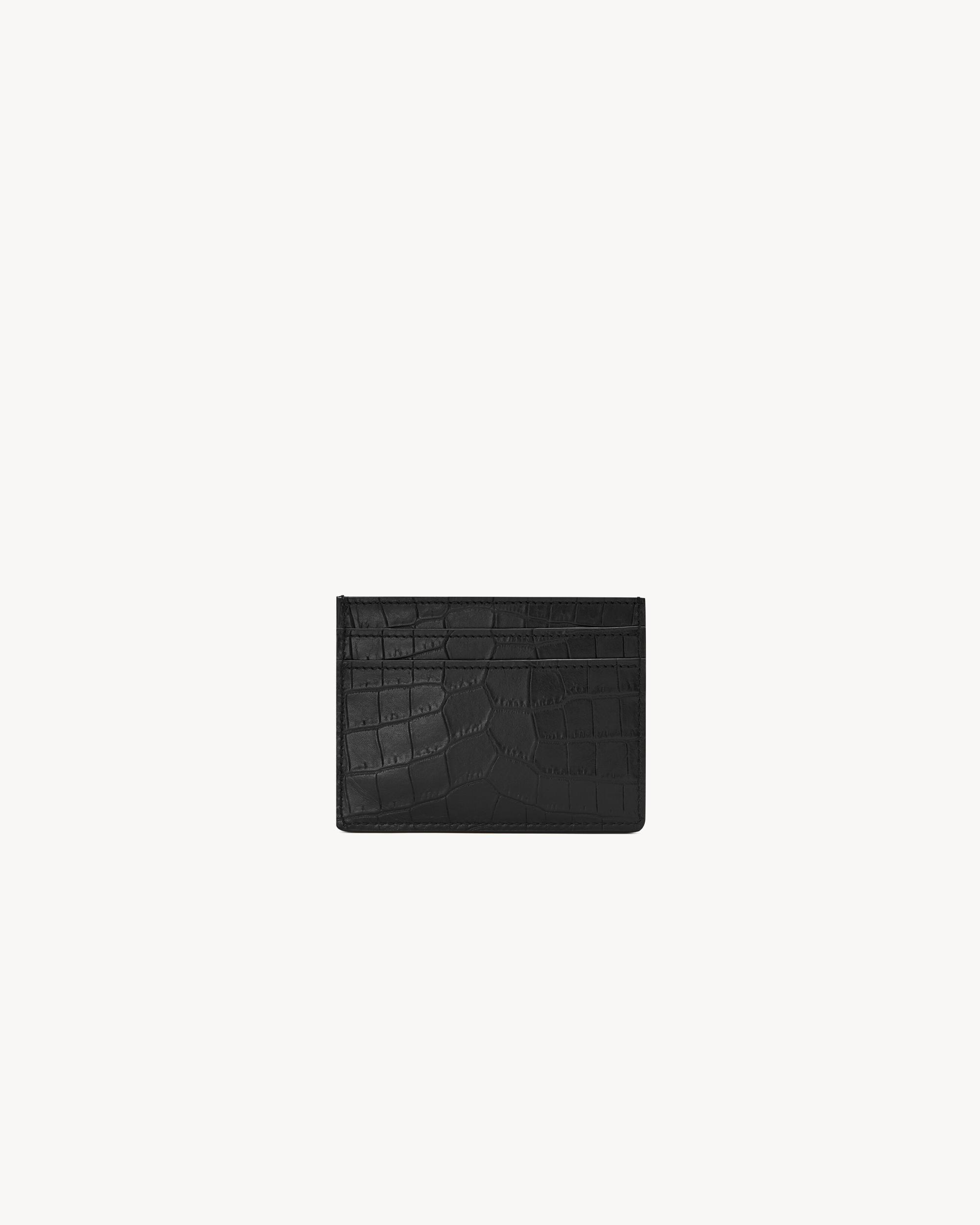 TINY CASSANDRE card case in crocodile-embossed leather Product Image