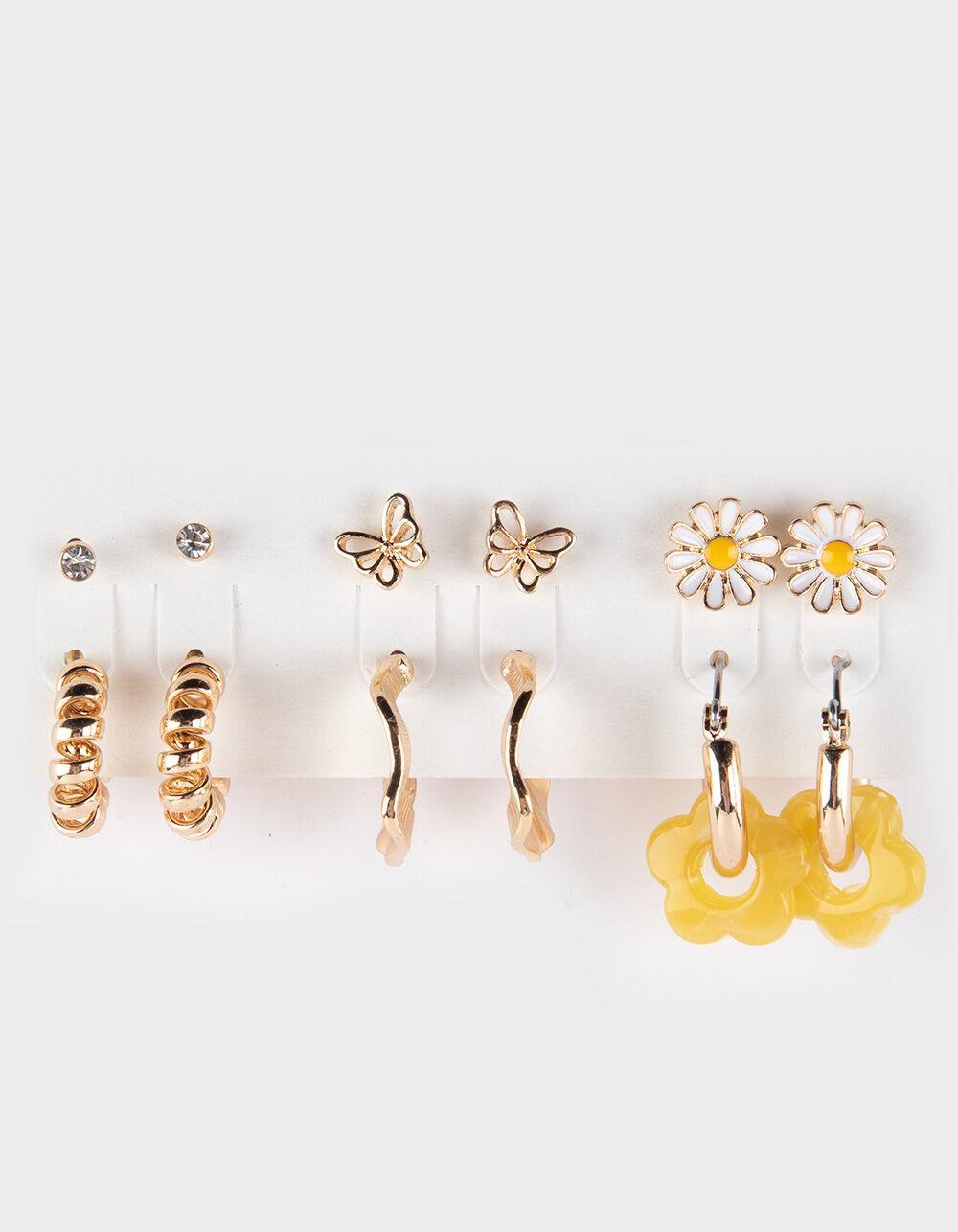 FULL TILT 6 Pack Flower Hoop Earring Set Product Image