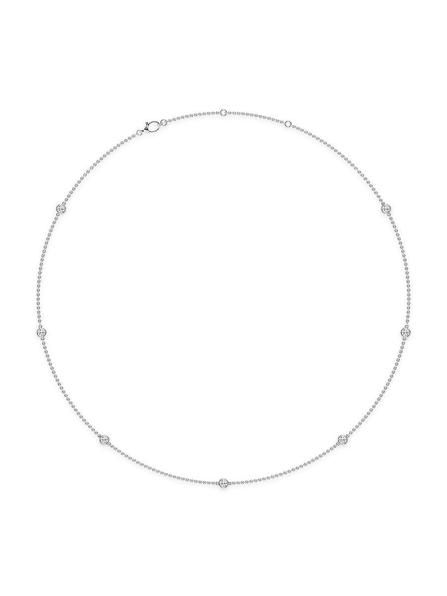 Womens 14K White Gold & Lab-Grown 14-Diamond Station Necklace/0.70-2.10 TCW Product Image