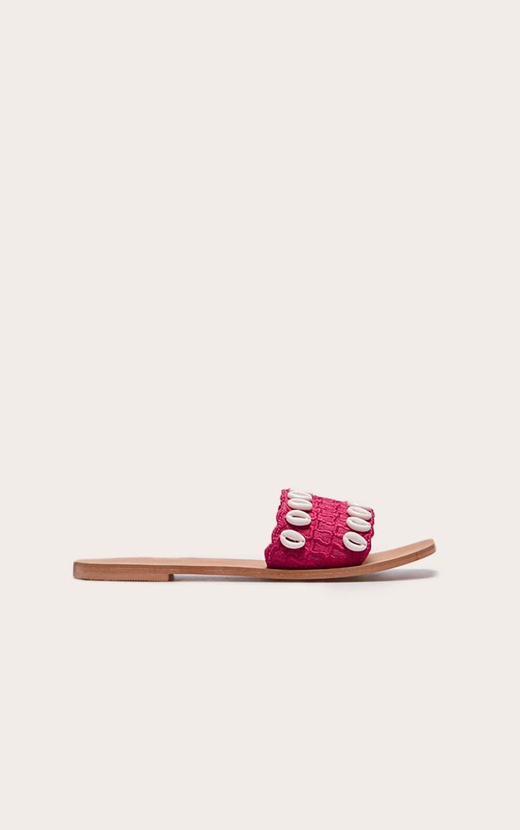 Pink Round Toe Stitch Detail Shell Strap Mule Sandals Product Image