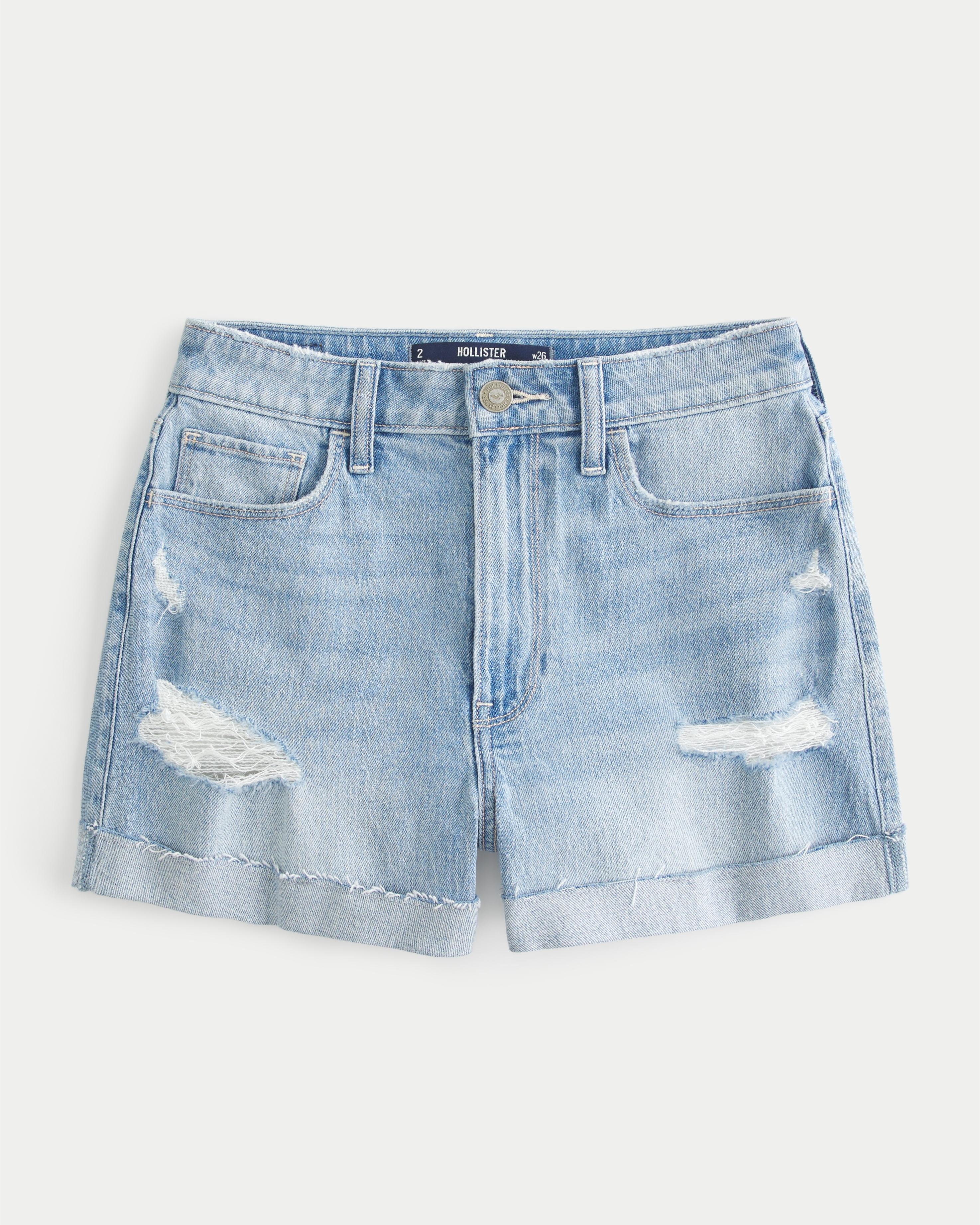 Ultra High-Rise Dark Wash Denim Mom Shorts Product Image