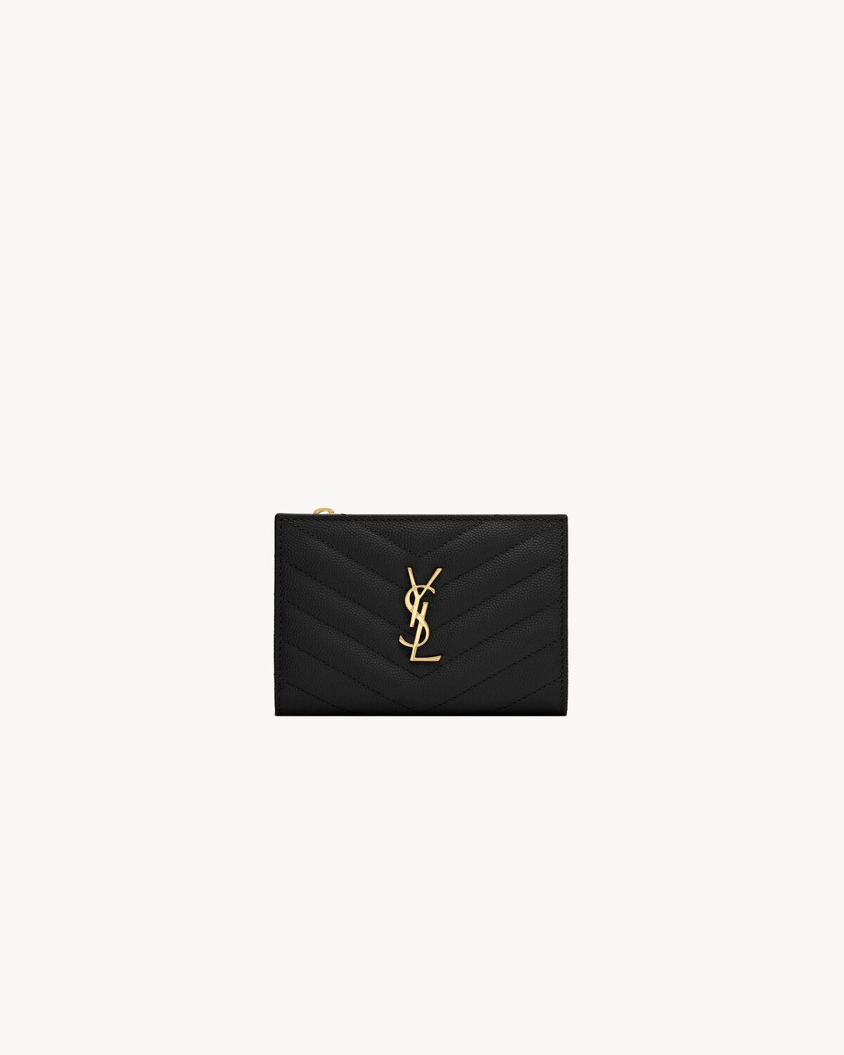 CASSANDRE MATELASSÉ Fragments bi-fold wallet in grain de poudre leather | Saint Laurent | YSL.com Product Image