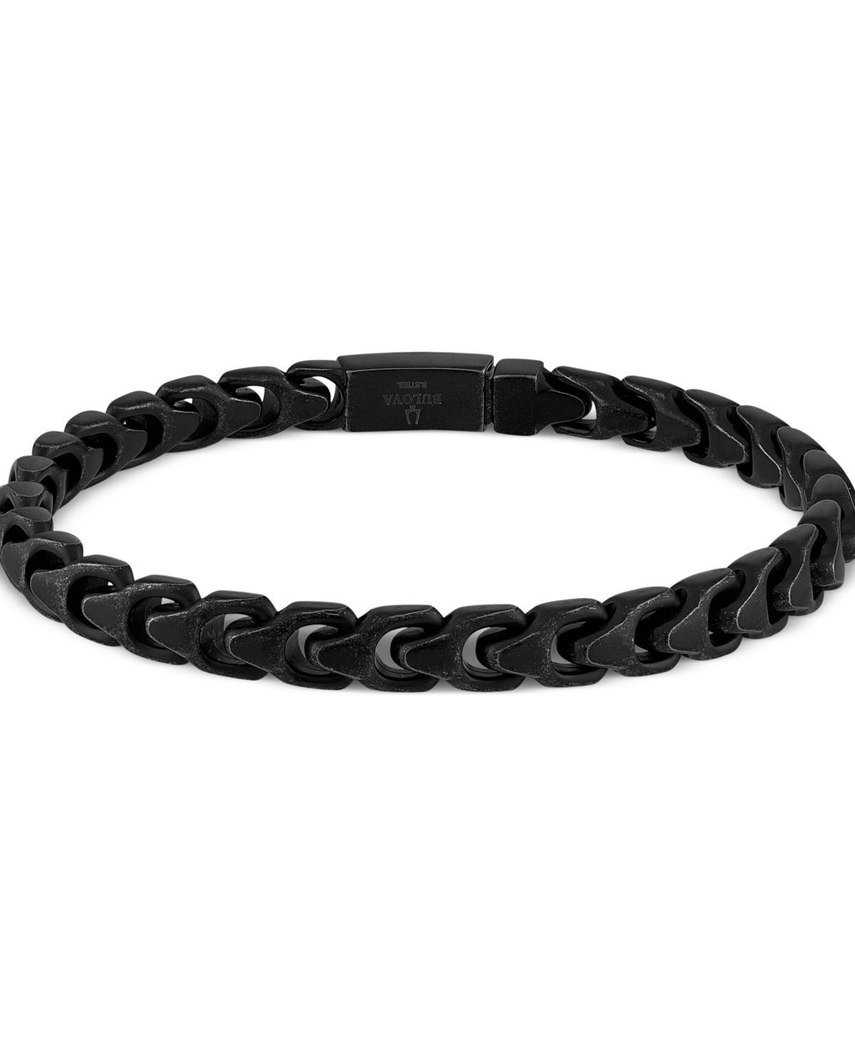 Bulova Mens Link Bracelet in Black-Plated Stainless Steel Product Image