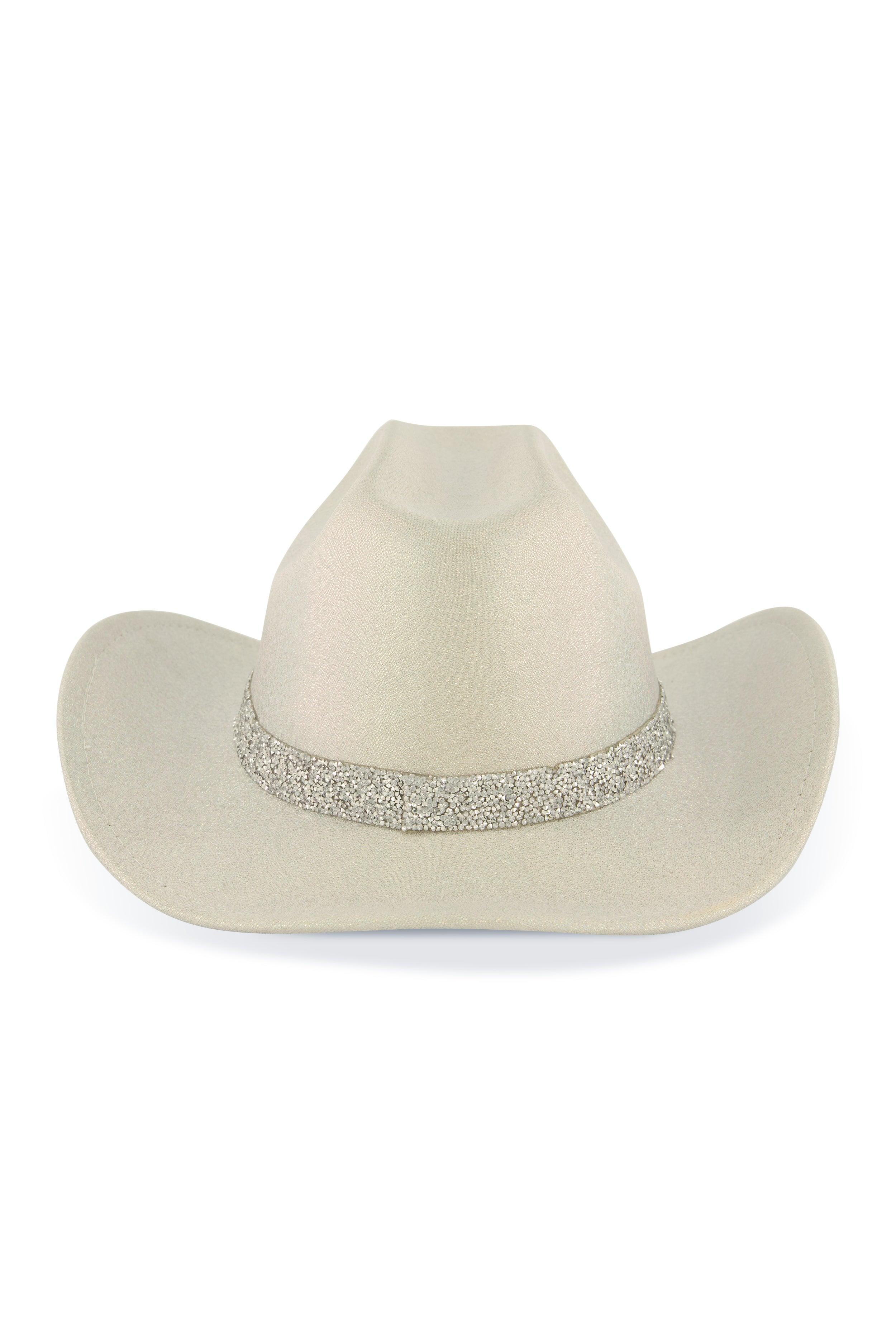 Iridescent Foil Studded Strap Cowboy Hat Female Product Image