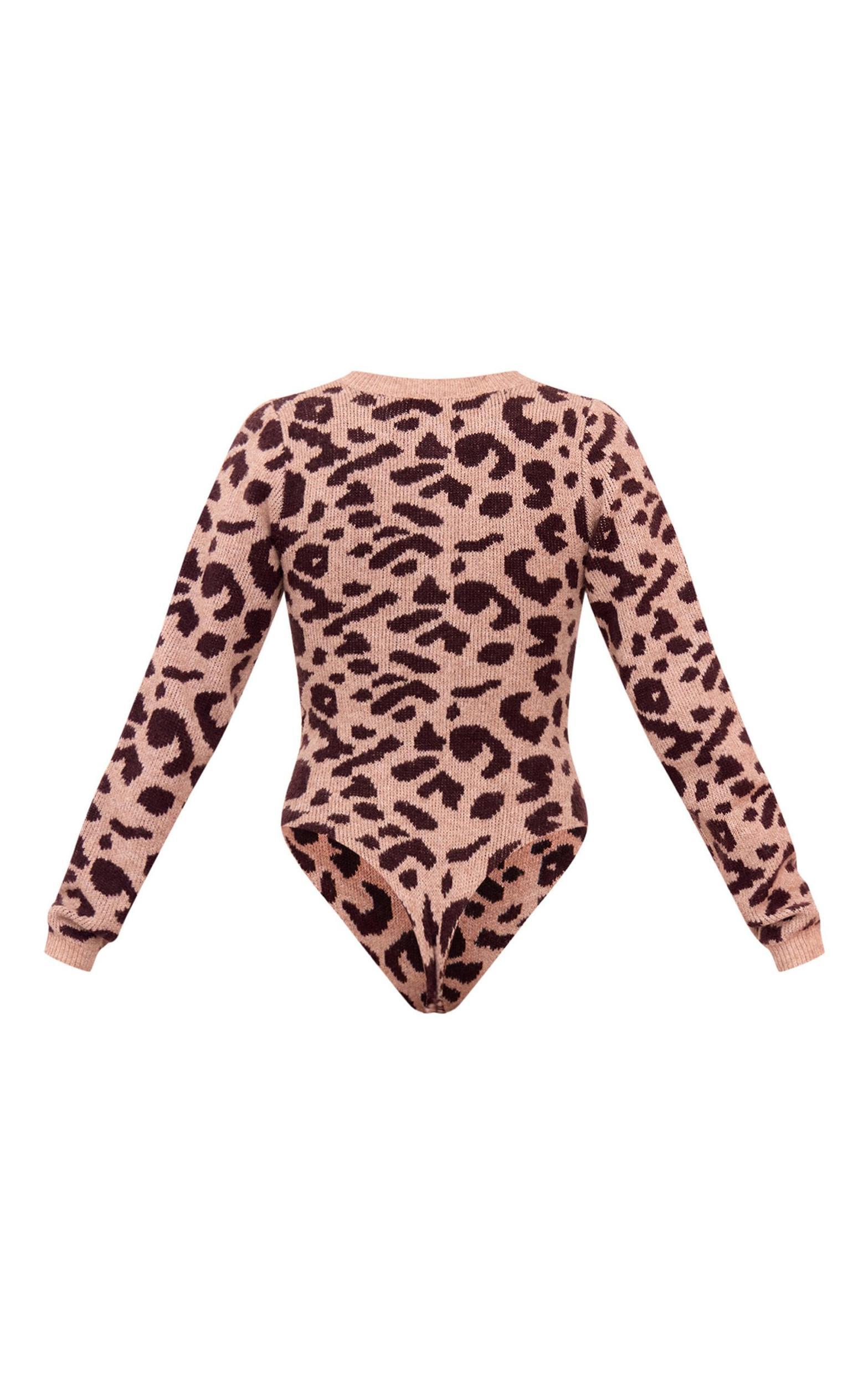 Leopard Soft Knit Button Up Bodysuit Product Image