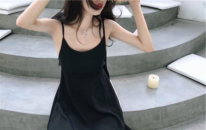 Spaghetti Strap Plain Open Back Maxi Sundress Product Image