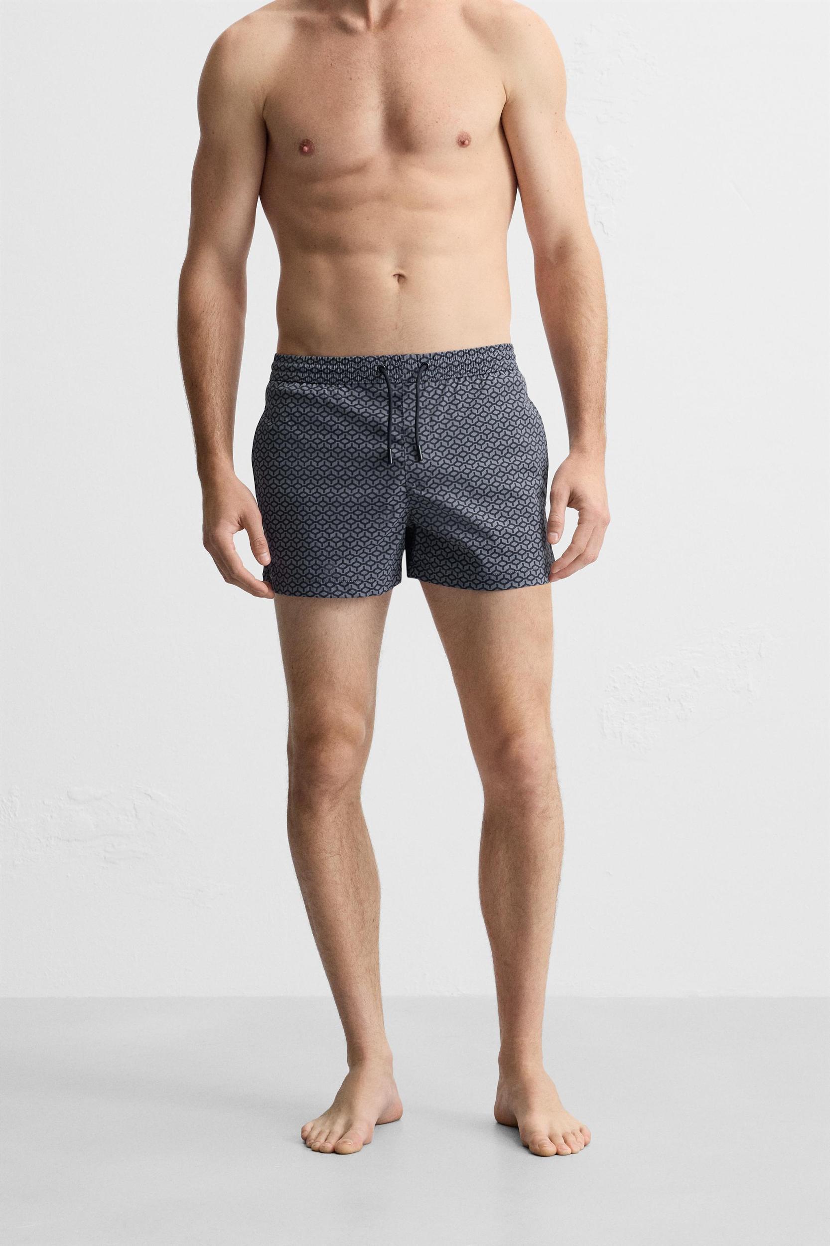 GEOMETRIC PRINT SHORT SWIMMING TRUNKS Product Image