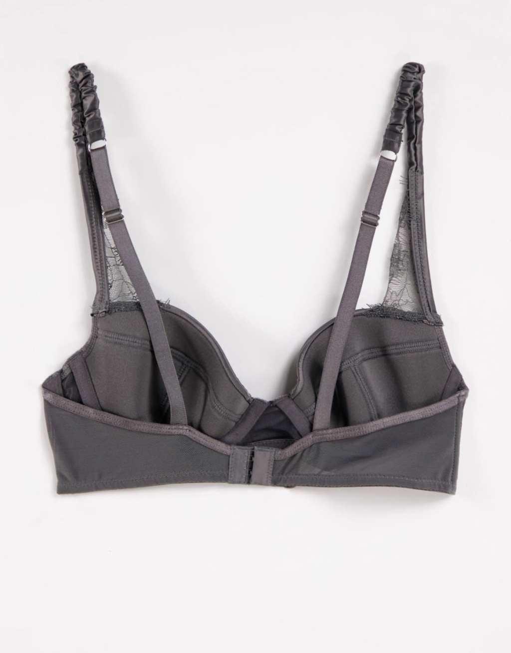 ASOS DESIGN Ember high apex lace moulded bra in charcoal Product Image