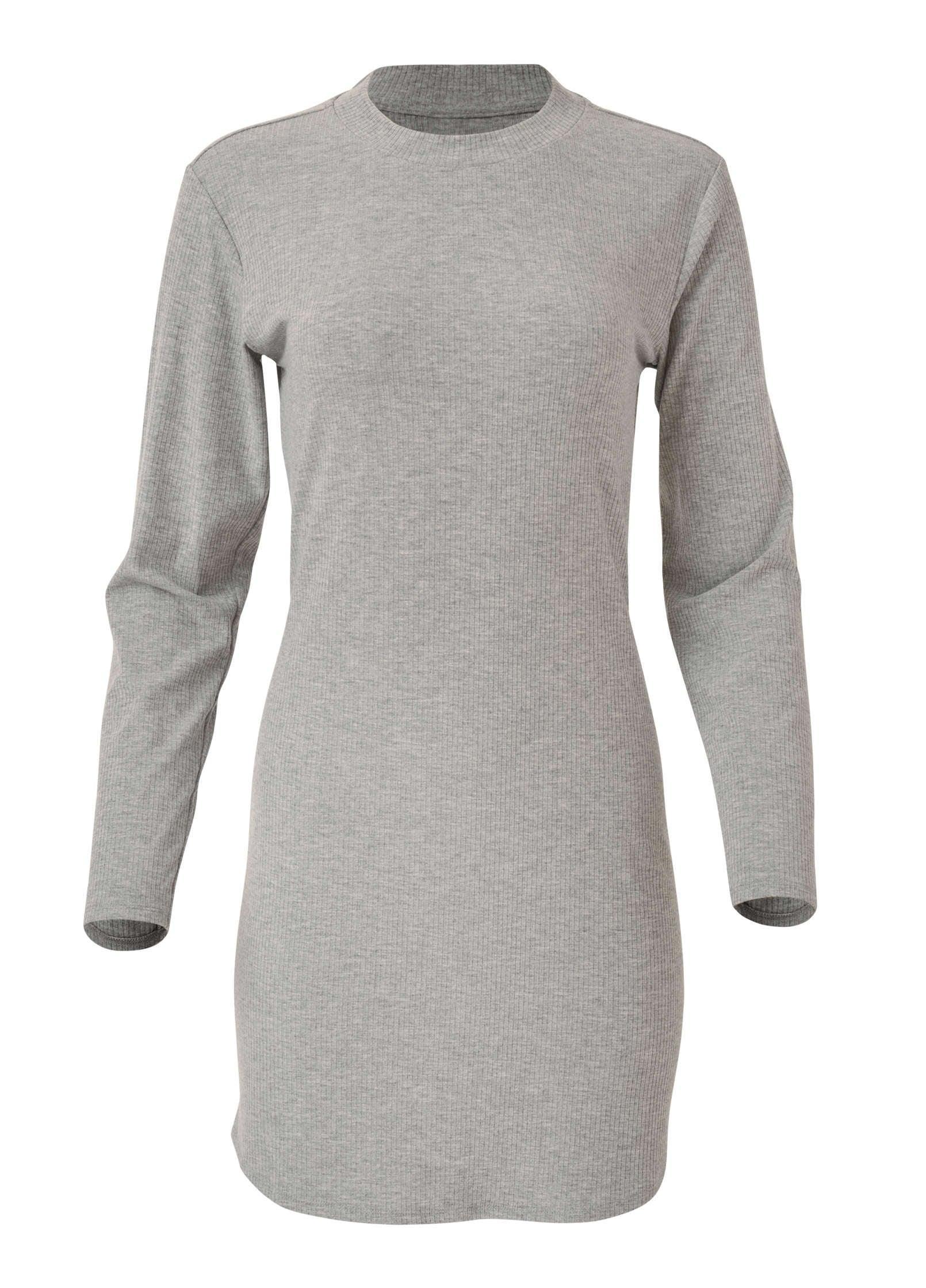 Ribbed T-Shirt Dress - Heather Grey Product Image