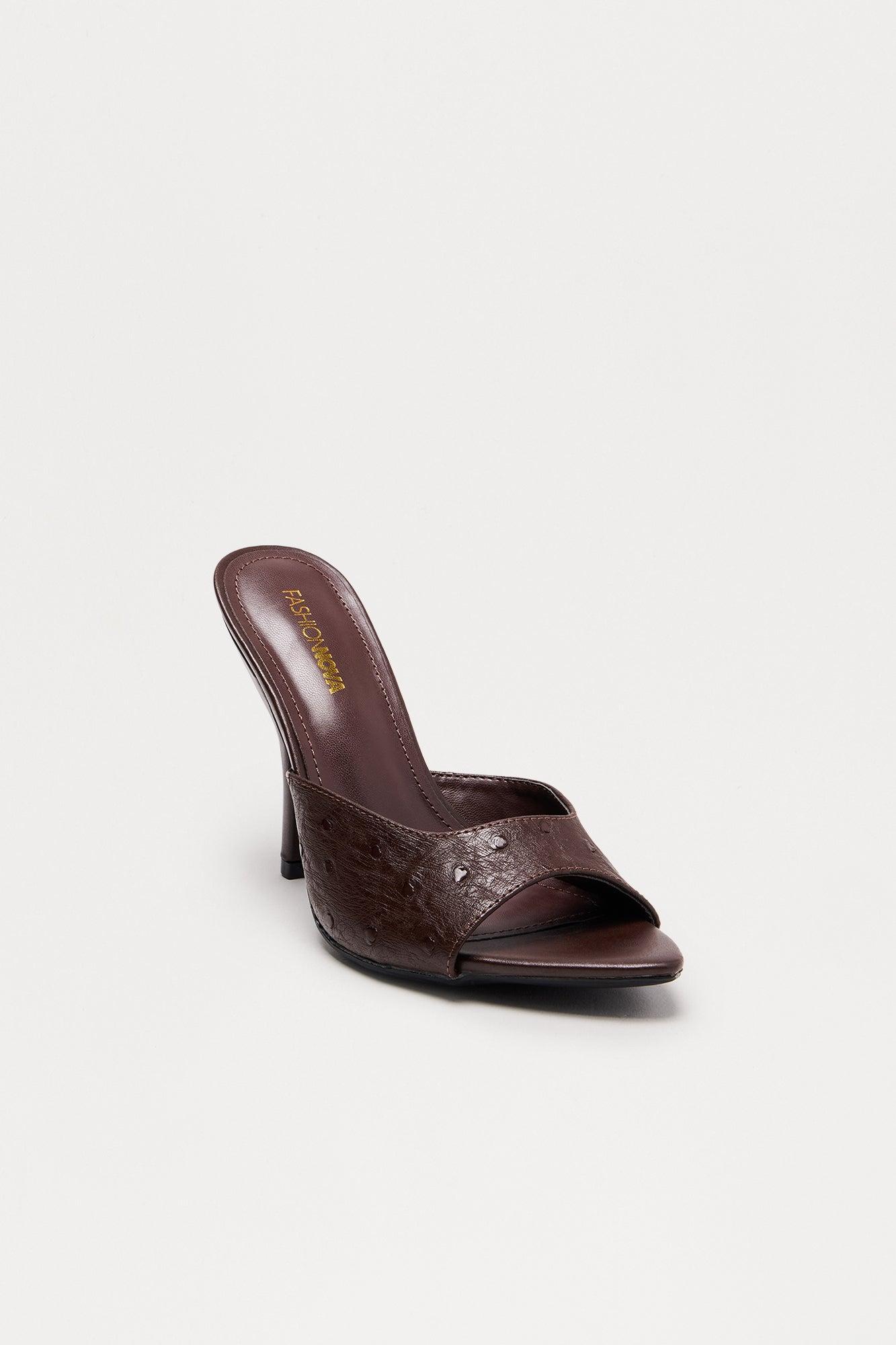 Studley Faux Leather Heels - Brown Product Image