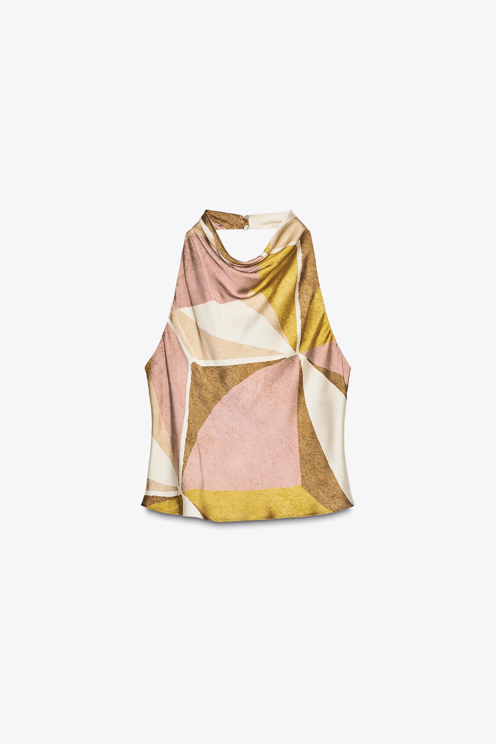 GEOMETRIC PRINT HALTER TOP Product Image