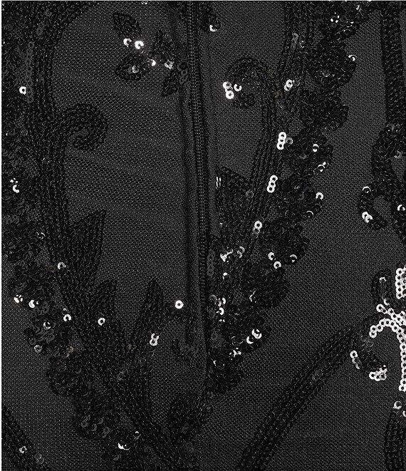 B. Darlin V-Neck Patterned Sequin Halter Dress Product Image