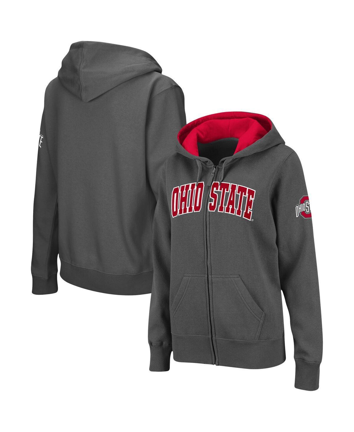 Womens Charcoal Ohio State Buckeyes Arched Name Full-Zip Hoodie Product Image