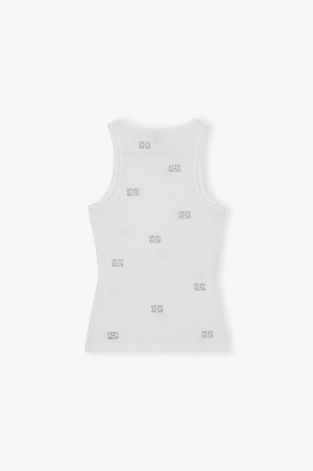 White Rhinestone Butterfly Tank Top Product Image