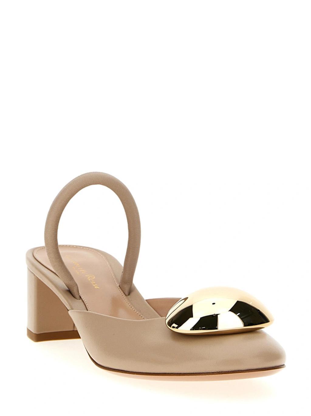 GIANVITO ROSSI Leather Slingback Pumps In Neutrals Product Image