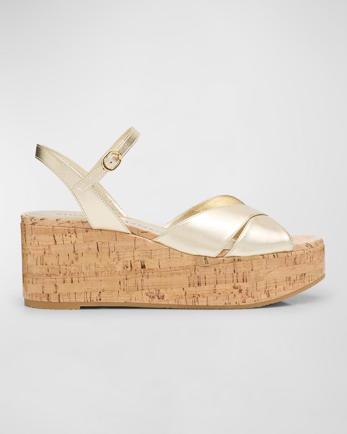 Womens Carmen Metallic Cork Wedge Sandals Product Image