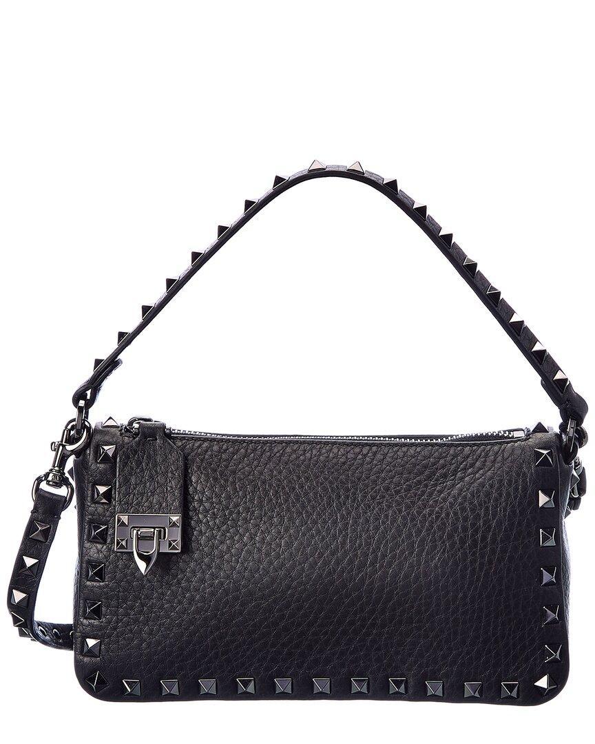 VALENTINO GARAVANI Valentino Rockstud Small Grainy Leather Crossbody In Black Product Image