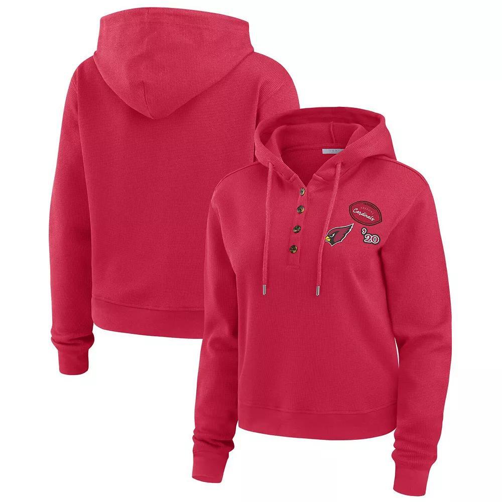 Women's WEAR by Erin Andrews Aqua Miami Dolphins Waffle Hoodie Pullover Top,  Product Image