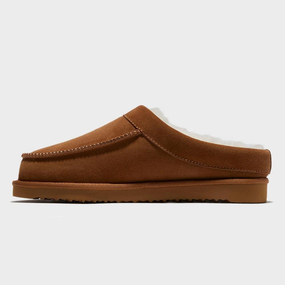 dluxe by dearfoams Mens Lith Moc Toe Clog Slippers - Light Brown 13 Product Image