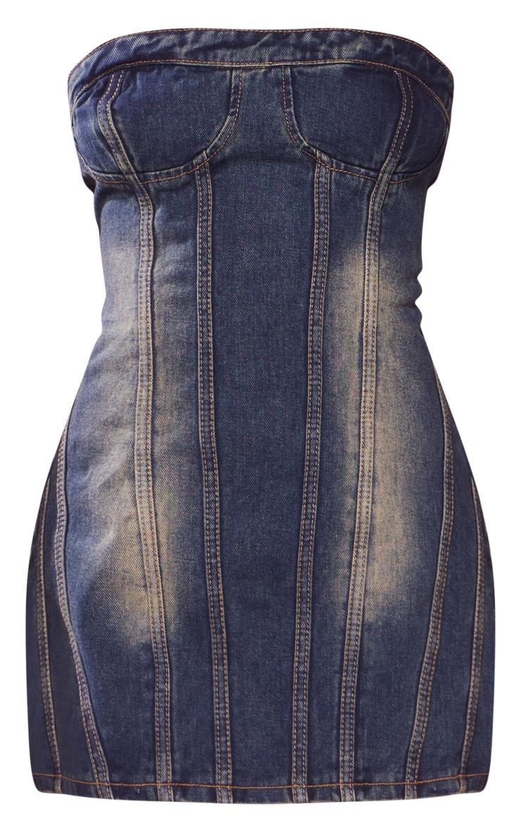  Petite Dark Indigo Seam Front Denim Mini Dress Product Image