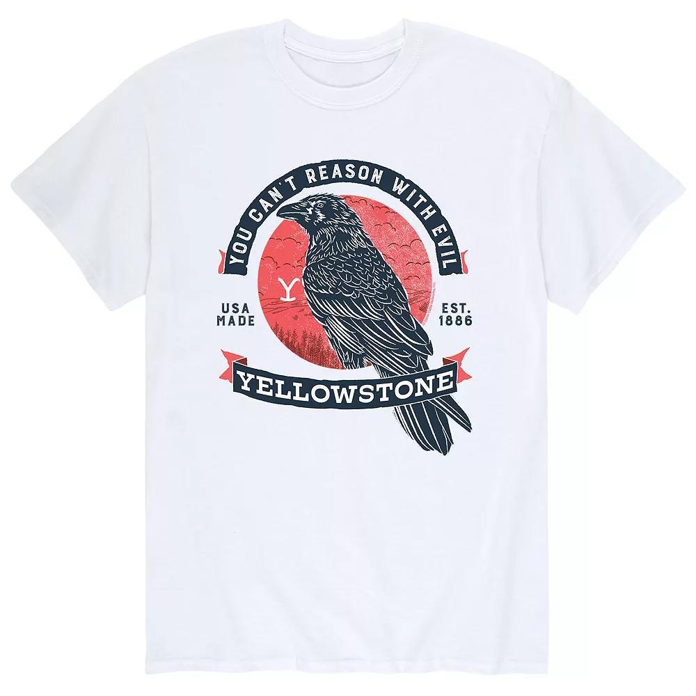 Men's Yellowstone "You Can't Reason With Evil" Crow Tee, Size: Large, White Product Image