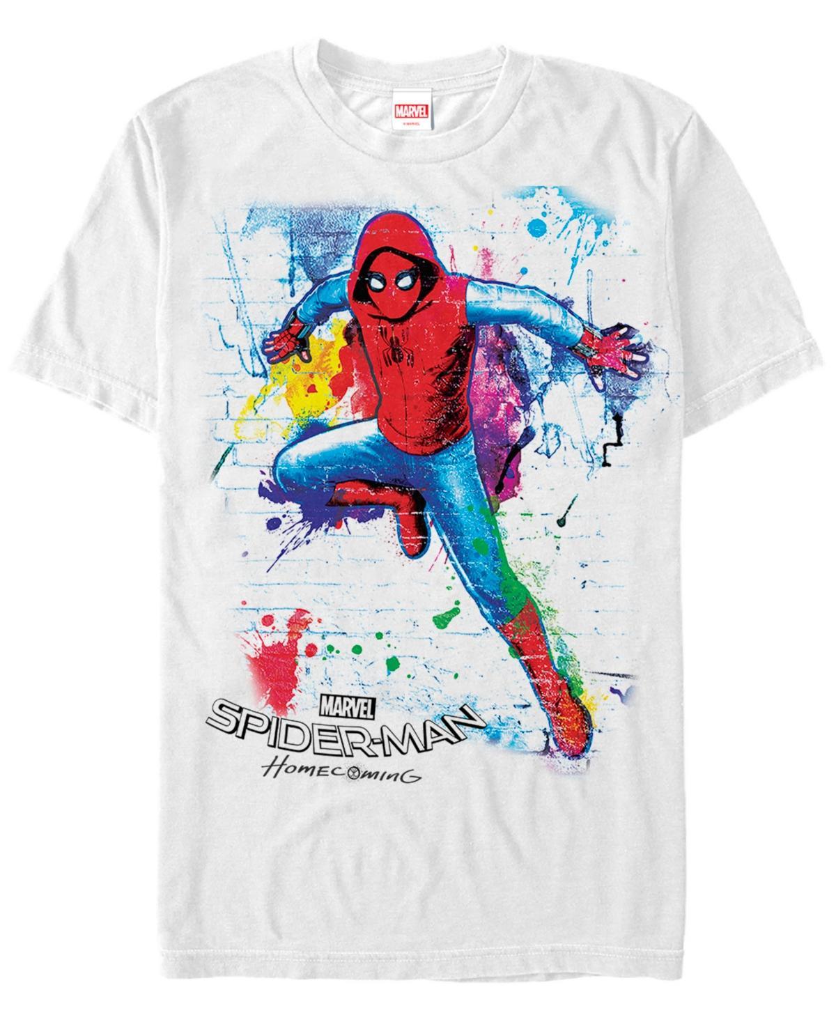 Men's Spider-Man Wall Hang Paint Splatter Tee, Size: XL, White Product Image