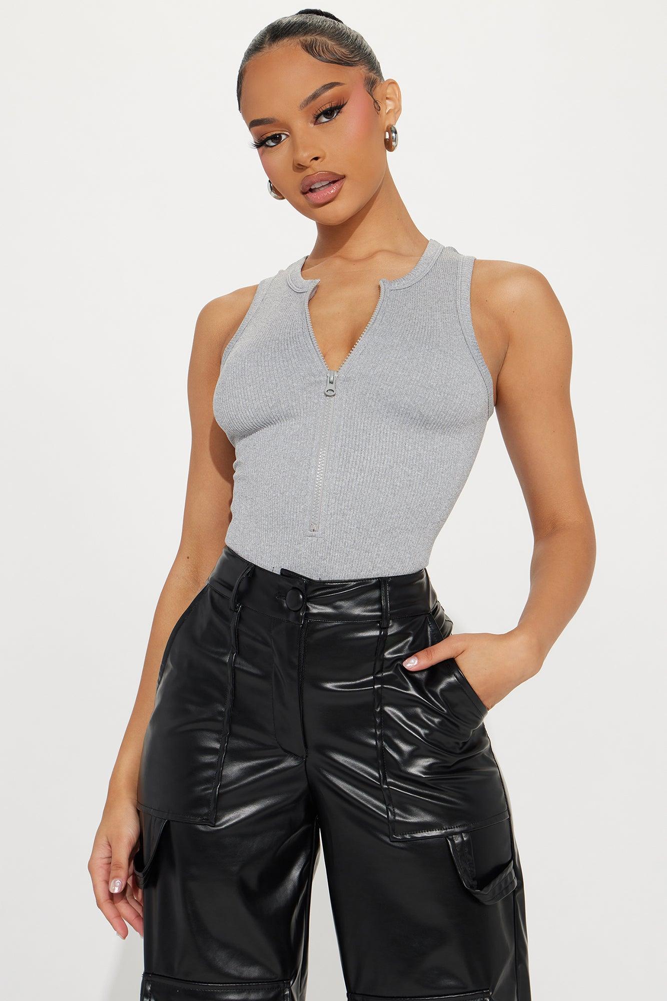 Show And Tell Seamless Bodysuit - Heather Grey Product Image