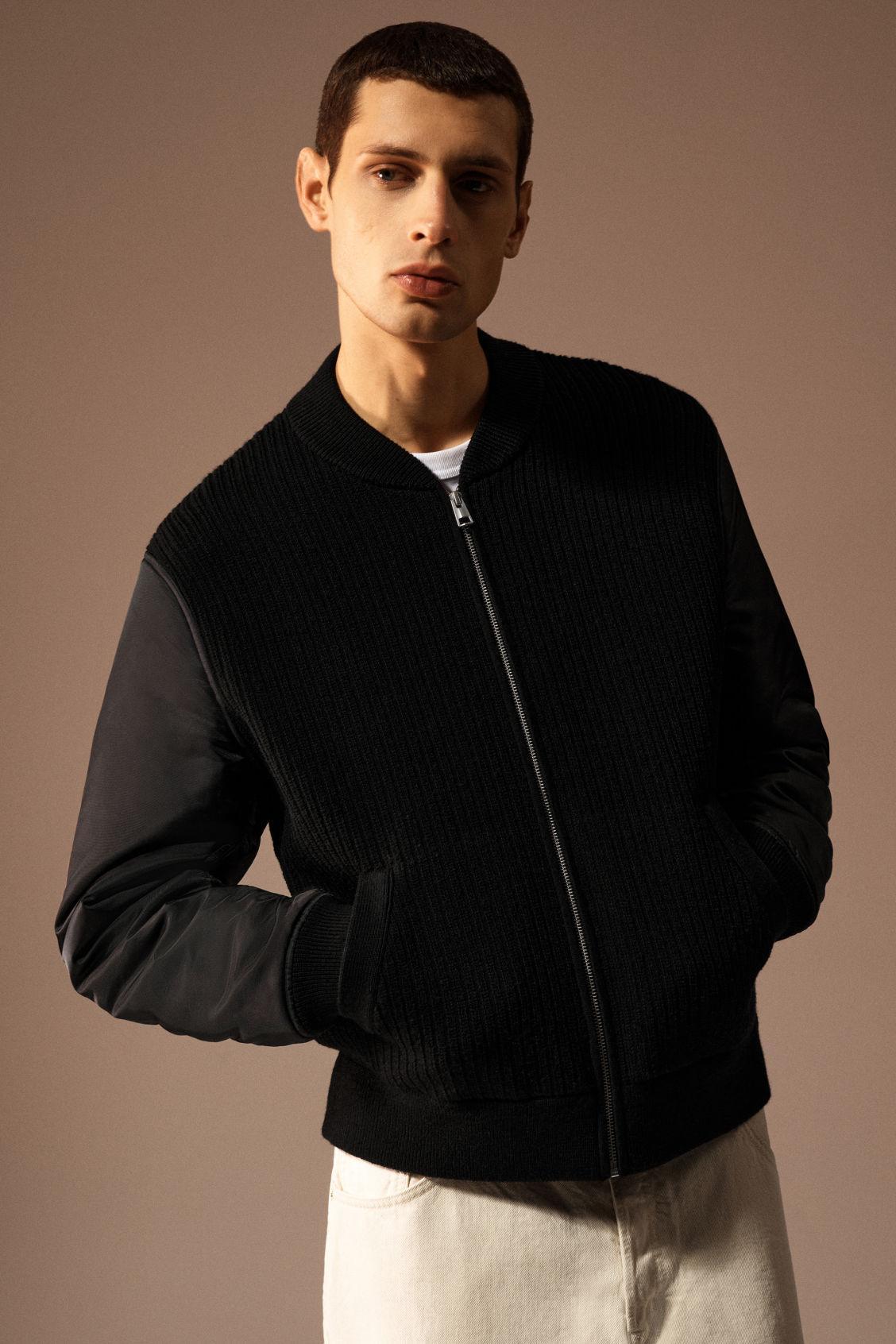 MERINO WOOL AND NYLON BOMBER JACKET Product Image