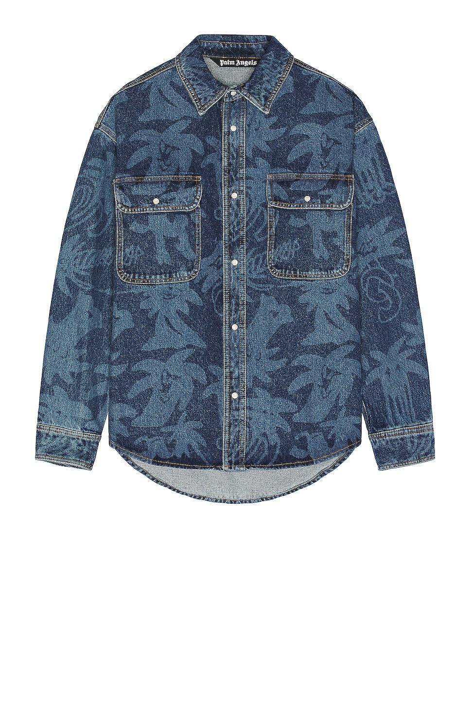 Palm Angels All Over Laser Denim Shirt Size L, S. Product Image