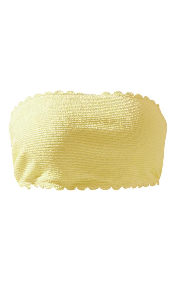 Plus Citrus Yellow Crinkle Scallop Edge Bandeau Bikini Top Product Image