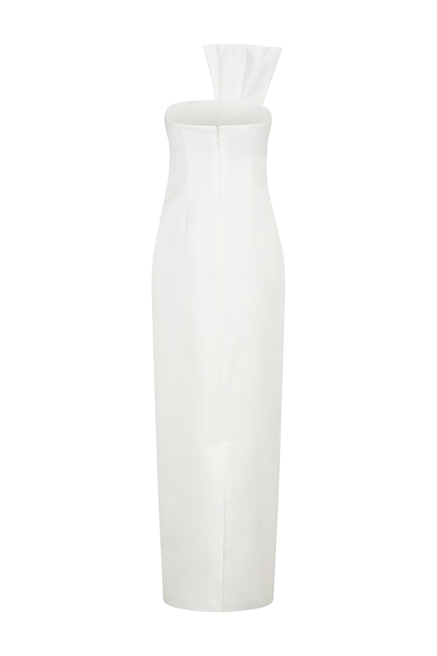 Cyrill Strapless Satin Structured Maxi Dress - White Product Image