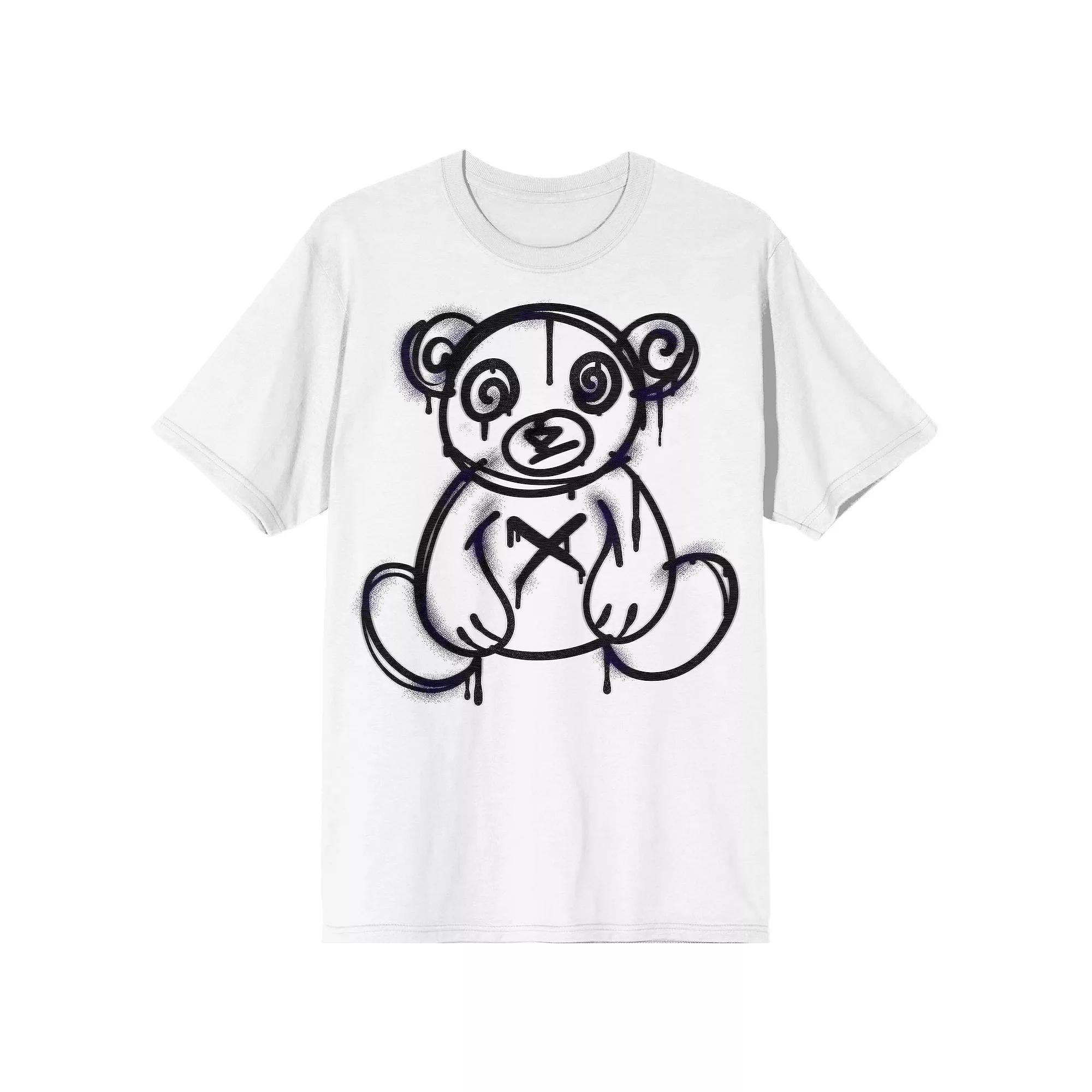 Men's Teddy Drip Spray Painted Graphic Tee, Size: Large, White Product Image