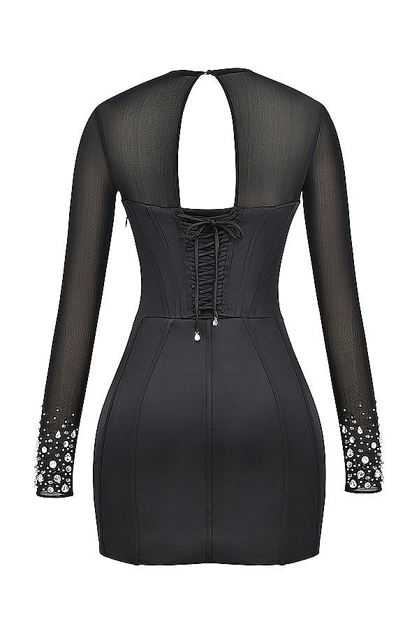 Anastasia Black Crystallised Corset Dress Product Image