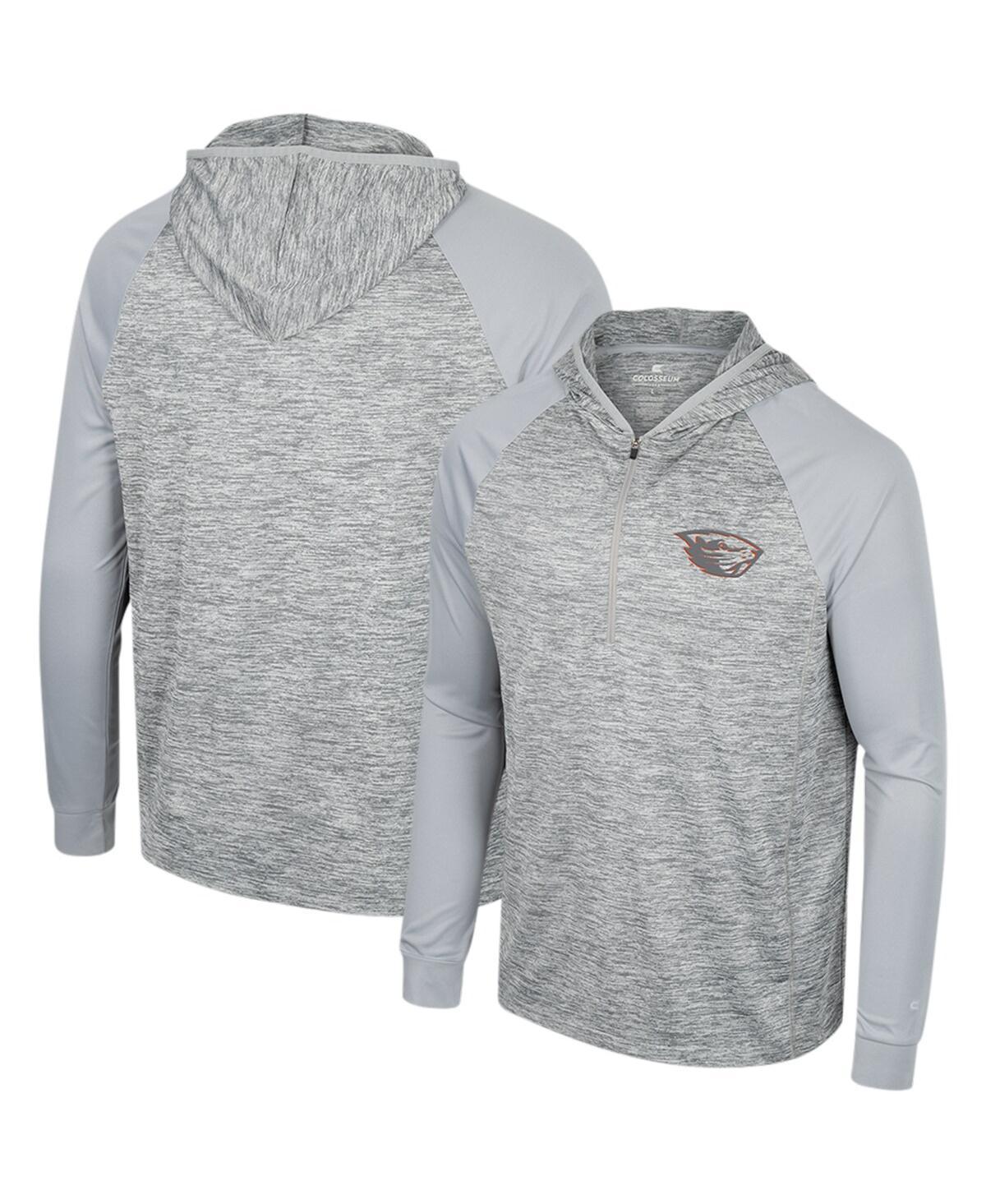 Mens Colosseum Gray Pitt Panthers Cybernetic Raglan Quarter-Zip Hooded Top Product Image