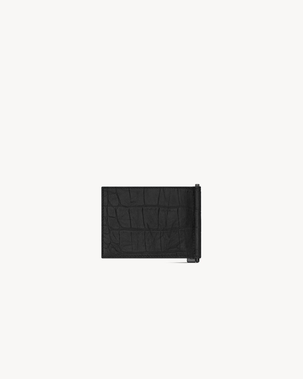 Saint Laurent Paris open card case in coated bark leather | Saint Laurent | YSL.com Product Image