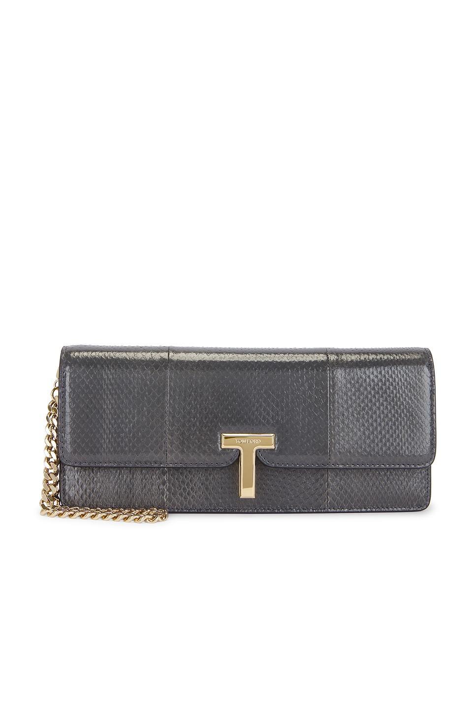 TOM FORD Ayers Wallis Snakeskin Clutch In Grey Product Image