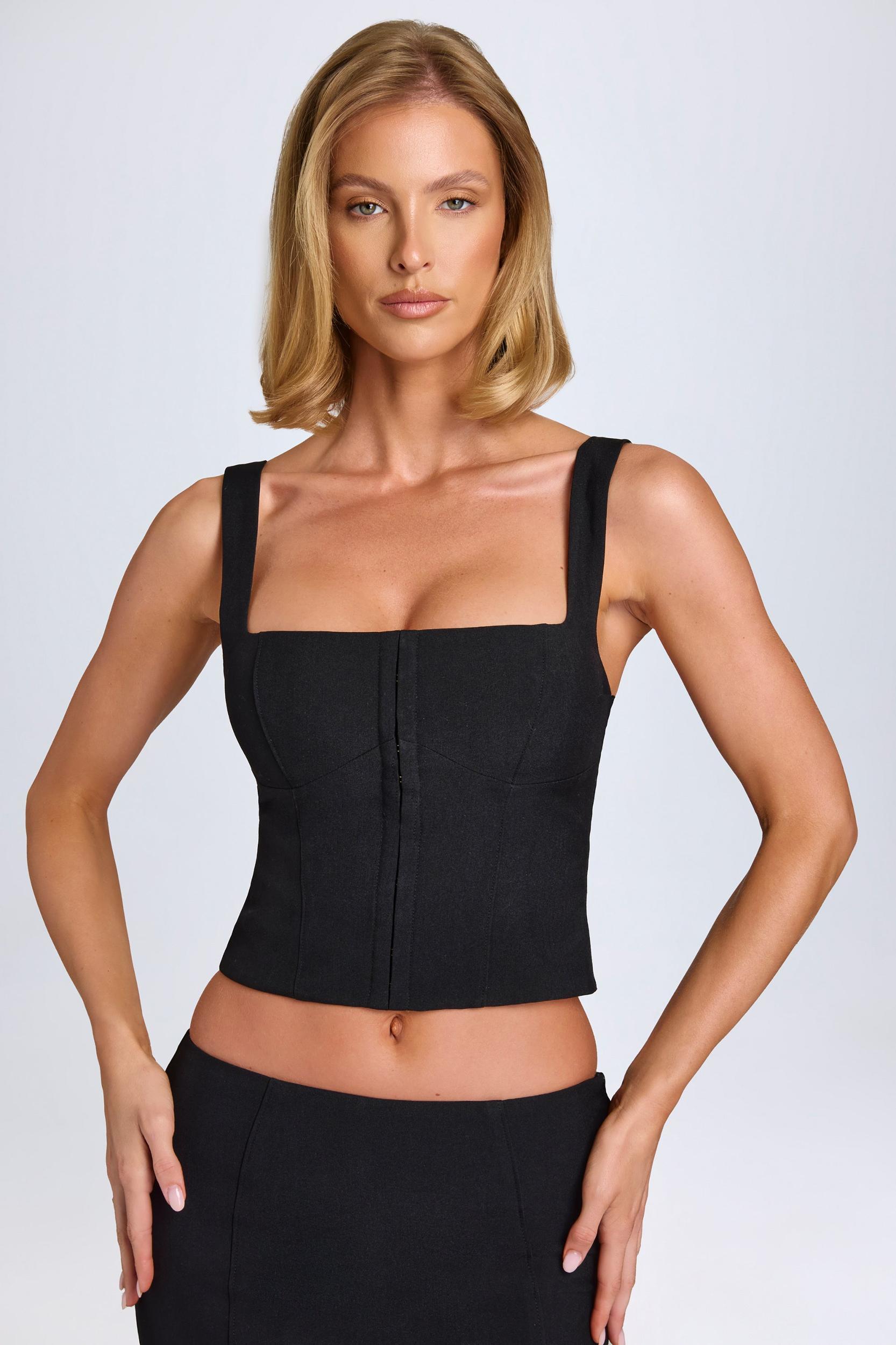 Hook-And-Eye Corset Top in Black Product Image