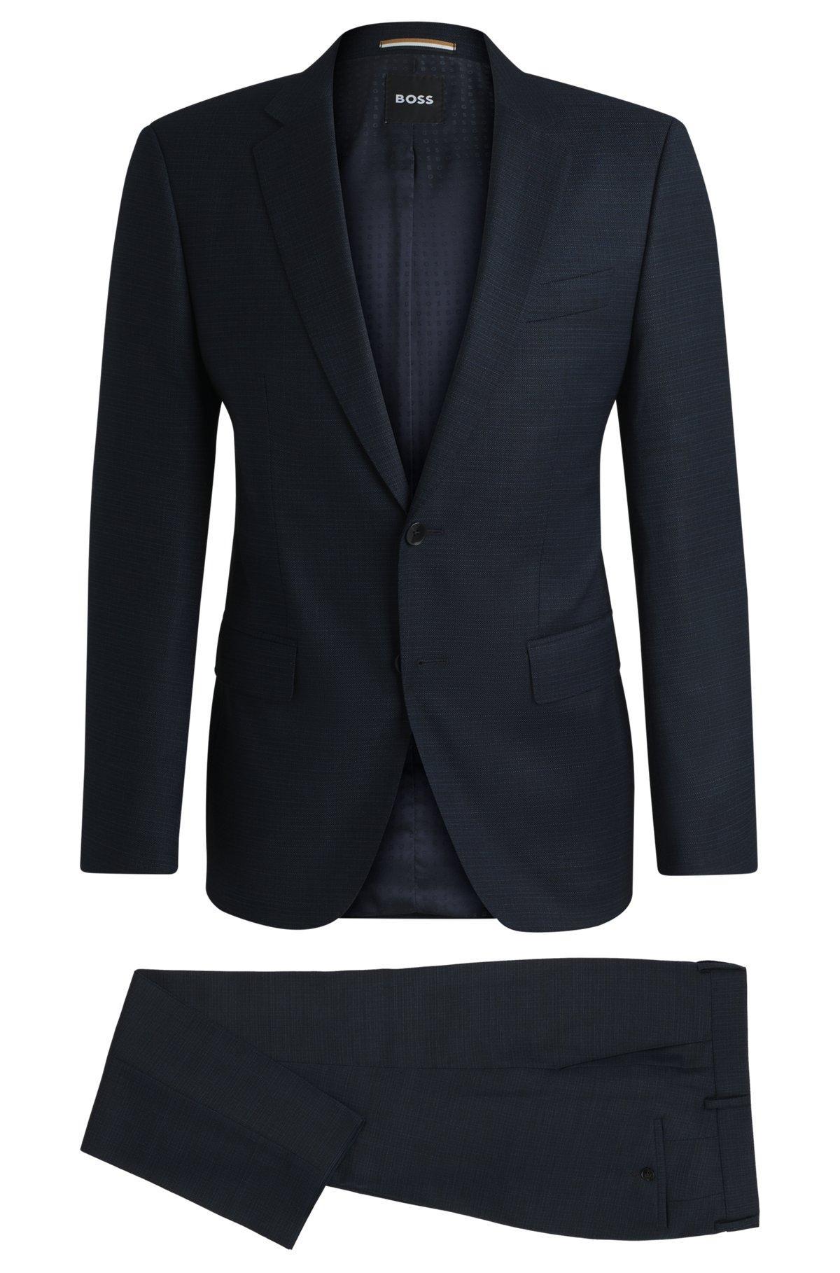 BOSS - Slim-fit suit in micro-patterned stretch wool - Light Blue Product Image