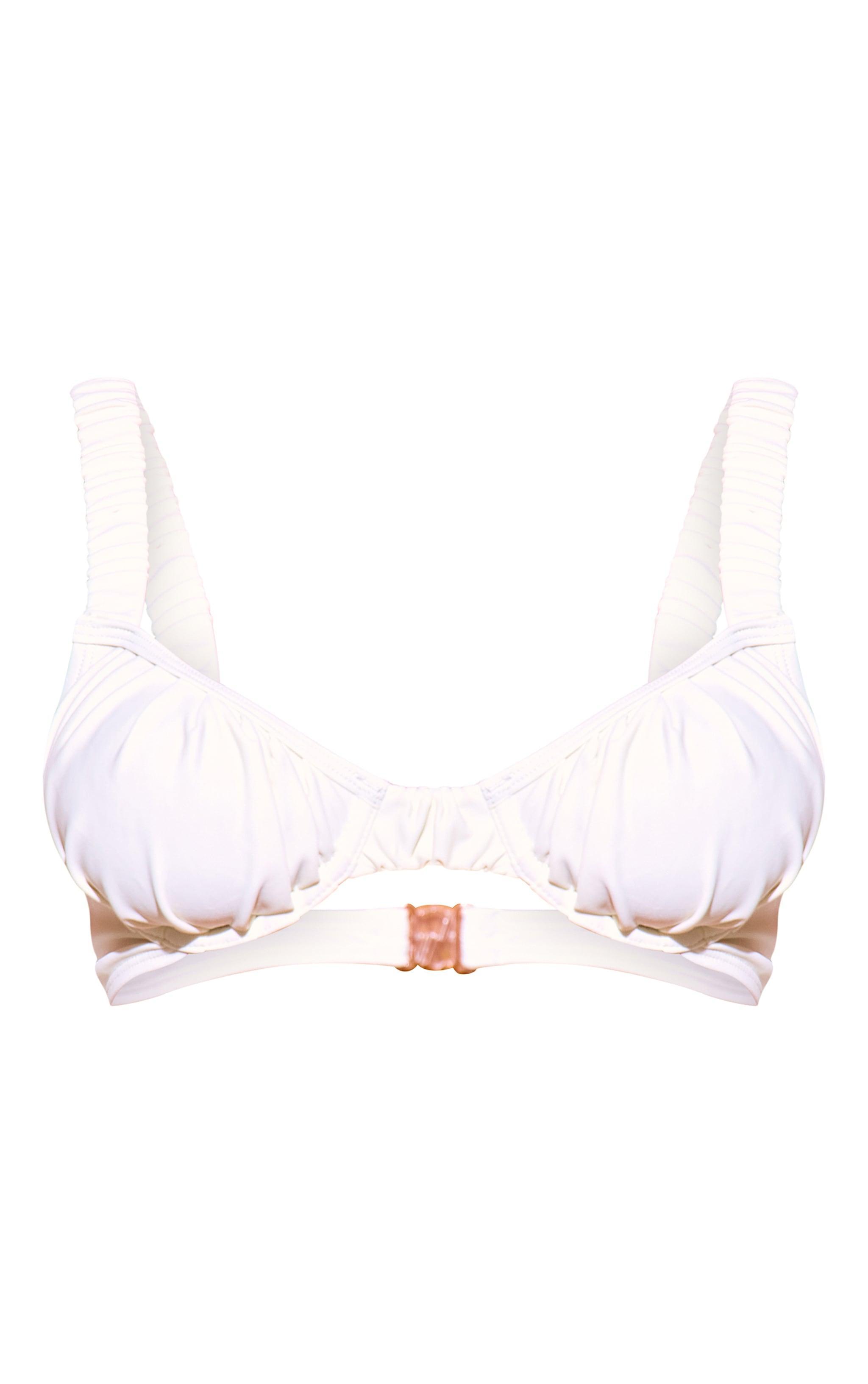 Cream Underwired Ruched Bikini Top Product Image