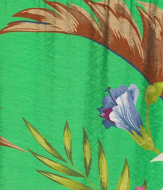 John Mark Plus Size Woven Printed Point Collar 3/4 Sleeve Tie-Front Shirt Product Image