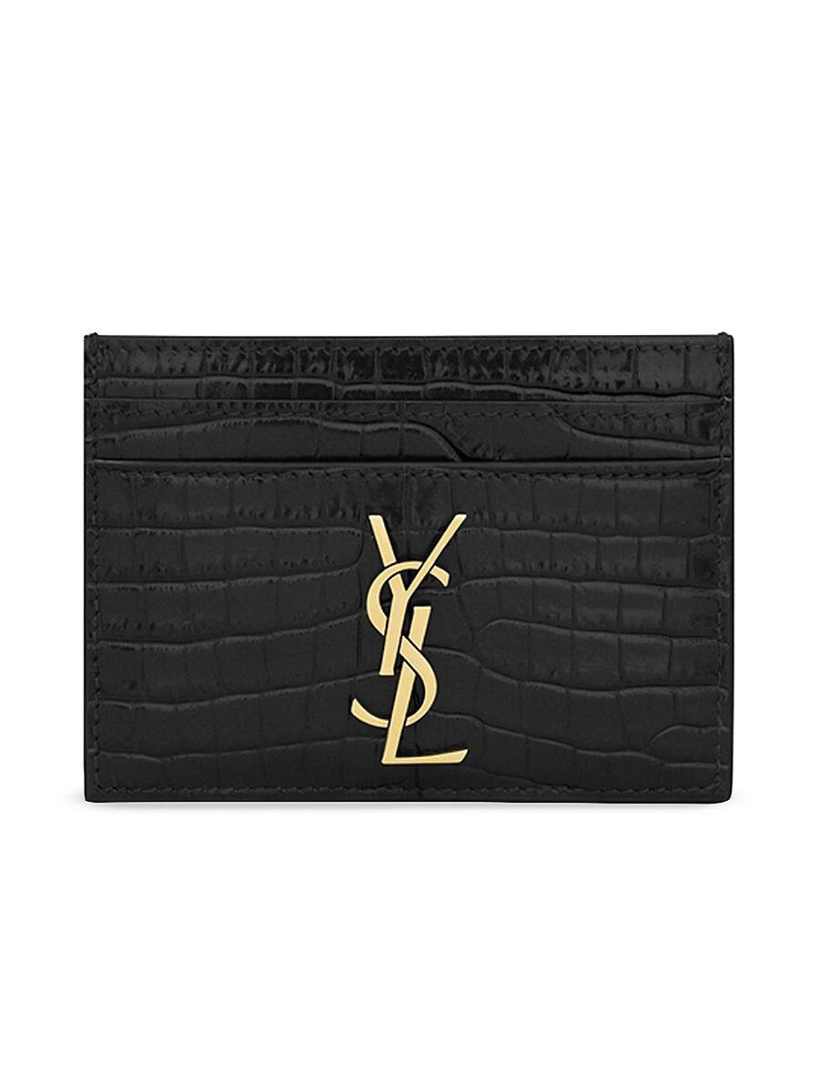 Womens Cassandre Saint Laurent Card Case in Crocodile-Embossed Shiny Leather Product Image
