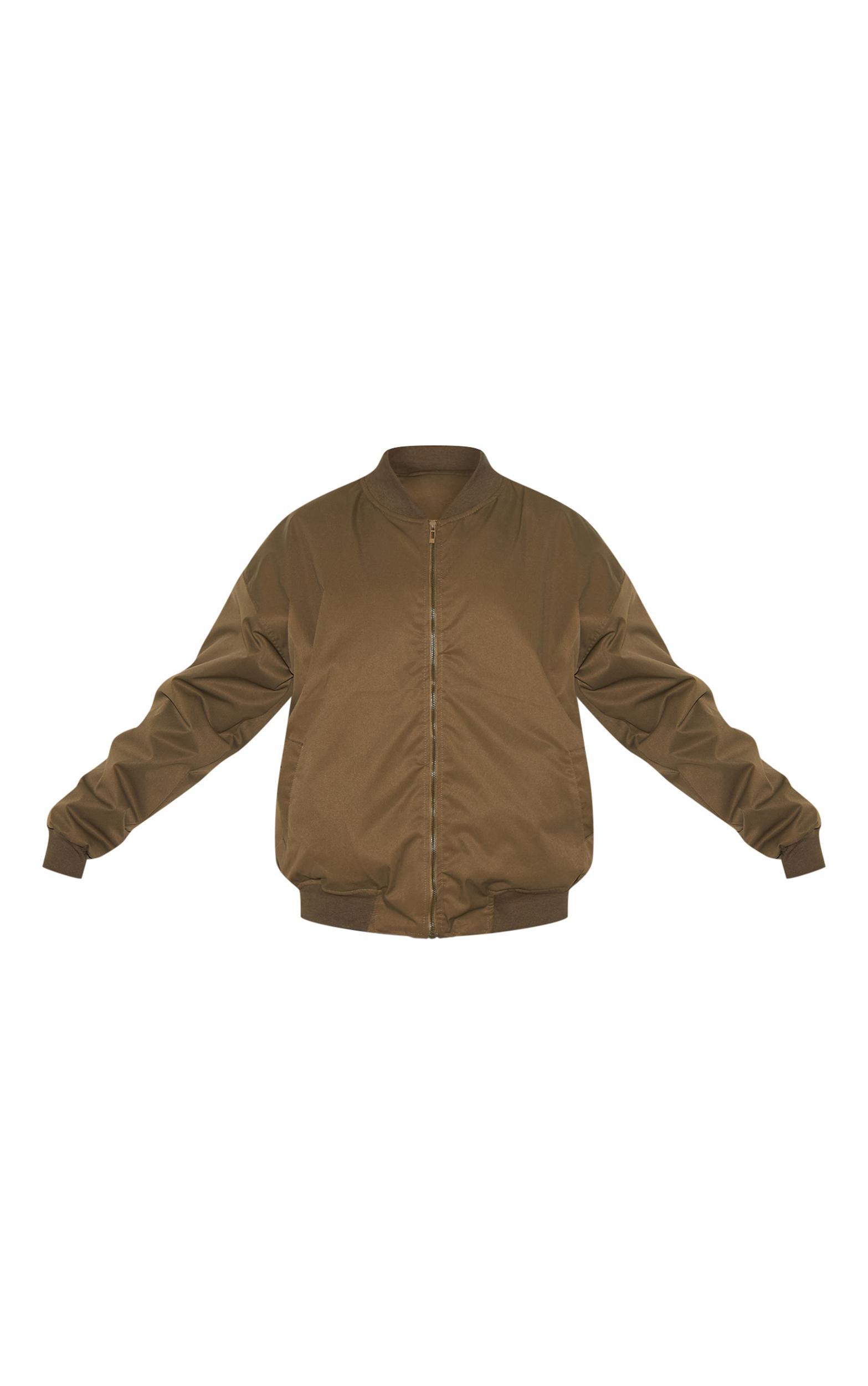  Khaki Classic Oversized Bomber Jacket Product Image
