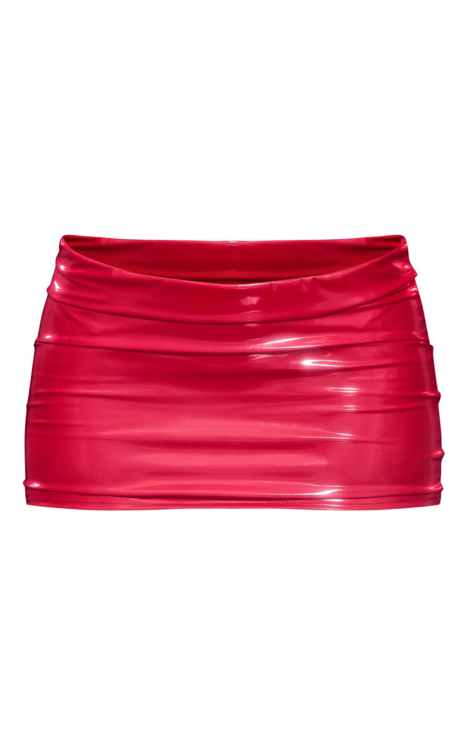 Red Micro Vinyl Mini Skirt Product Image