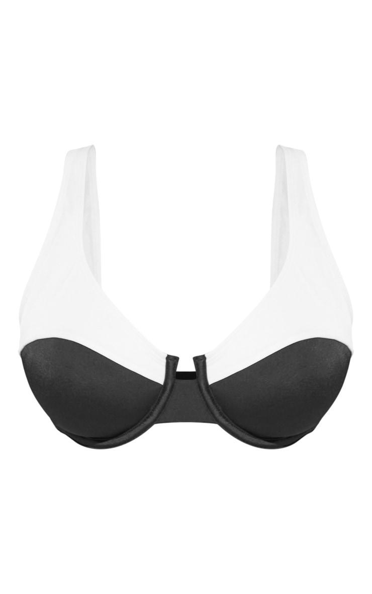 Black Fuller Contrast Bust Seam Detail Underwired Bikini Top Product Image