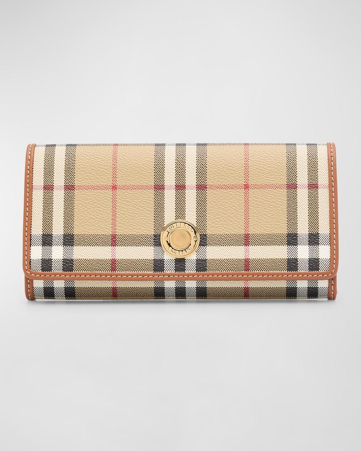 Womens Halton Vintage Check & Leather Continental Wallet Product Image