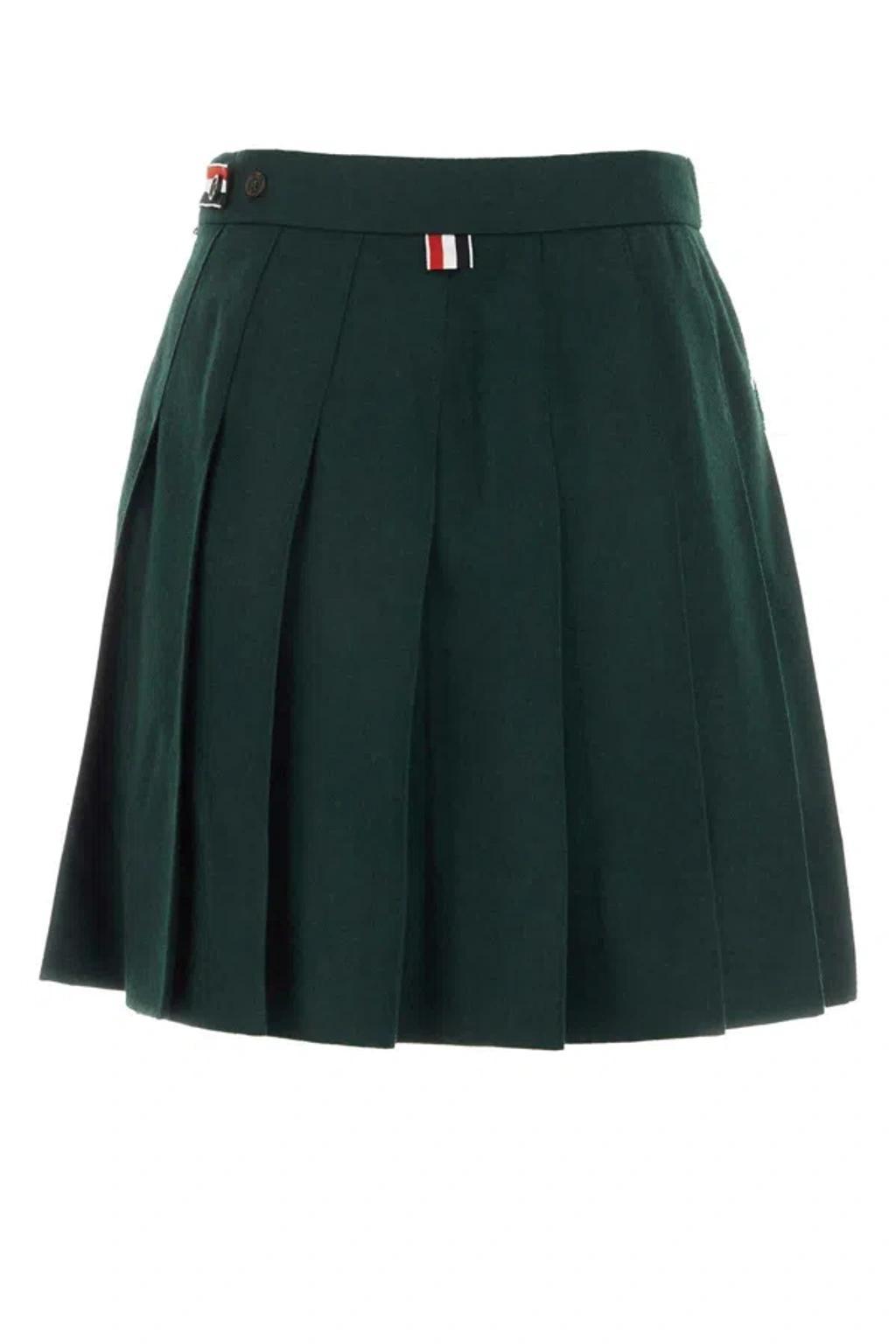 THOM BROWNE Chic Wool-blend Mini Skirt For Women In Green Product Image