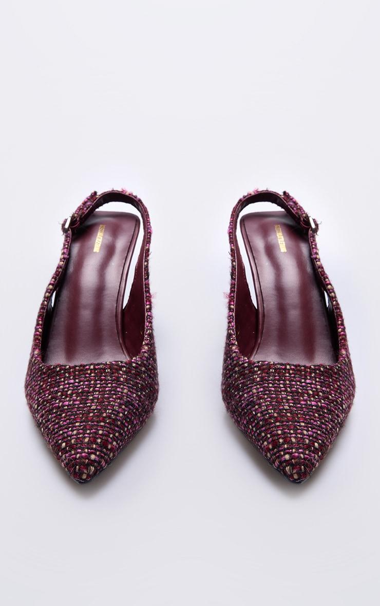 Burgundy Boucle Point Toe High Stiletto Court Heels Product Image