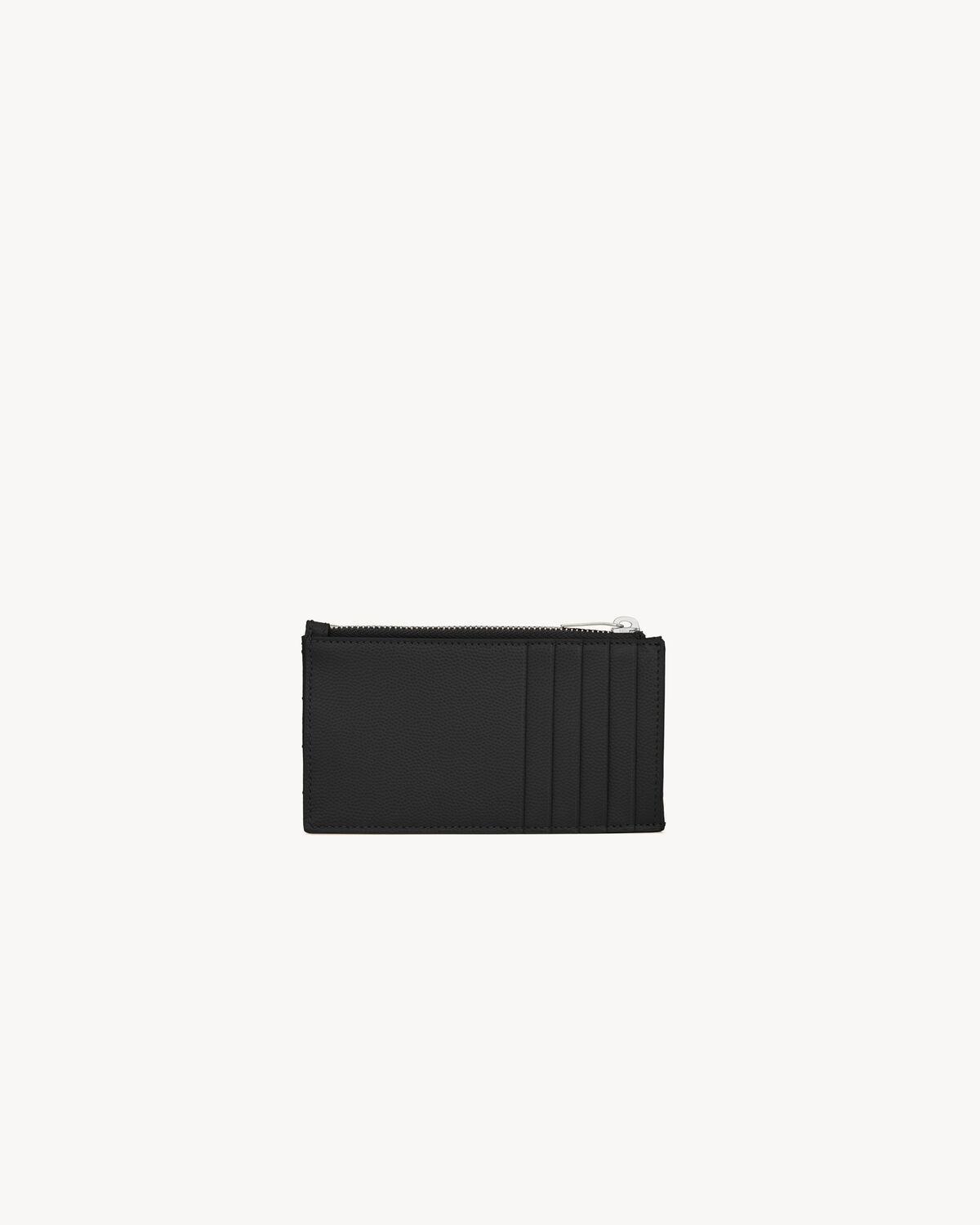 CASSANDRE MATELASSÉ FRAGMENTS CARD CASE IN GRAIN DE POUDRE LEATHER | Saint Laurent | YSL.com Product Image