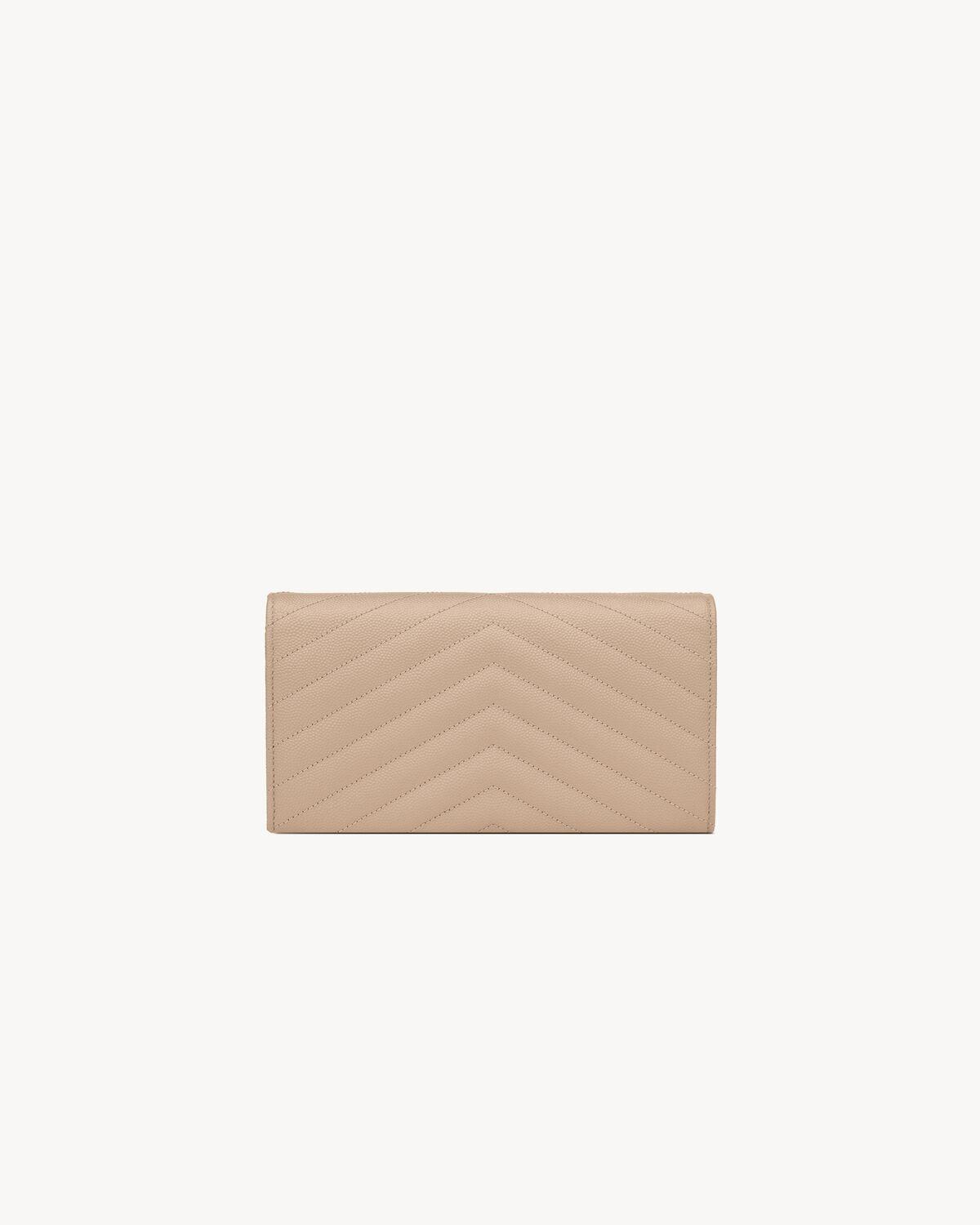 CASSANDRE MATELASSÉ LARGE FLAP WALLET IN GRAIN DE POUDRE LEATHER | Saint Laurent | YSL.com Product Image